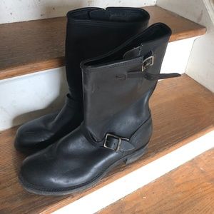 men’s  leather steel toe motorcycle / engineer boots